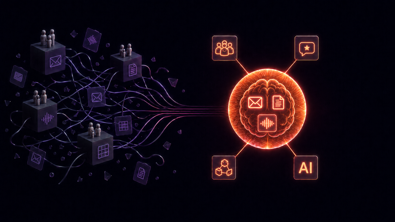 From data scattered across disconnected islands and silos to one central organisation brain everyone connects to
